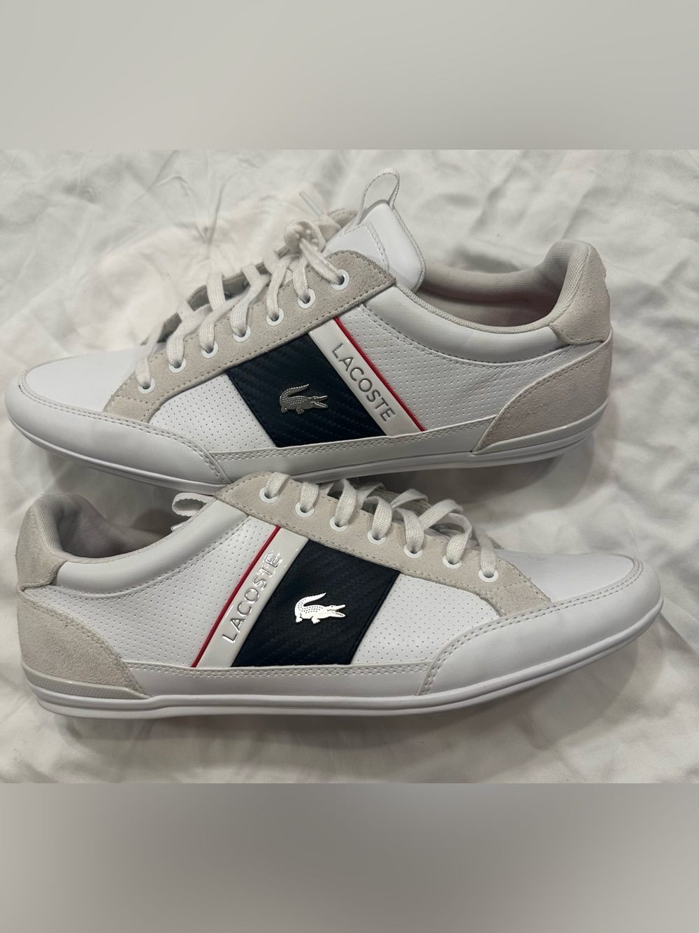 Lacoste men’s sneakers size 12 - black, red, white, cream
